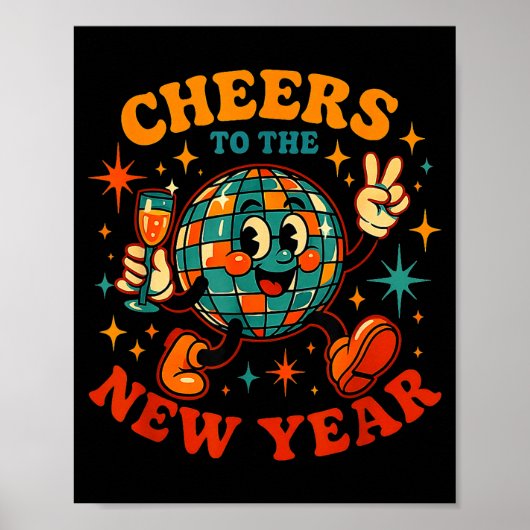 Poster Cheers To The New Year 2026 Retro Party Gift  (Devant)