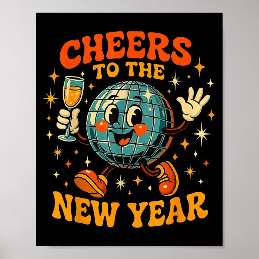 Poster Cheers To The New Year 2026 Retro Party Gift  (Devant)
