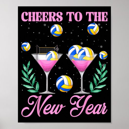 Poster Cheers To The New Year Champagne Gl &amp; Volleyba (Devant)