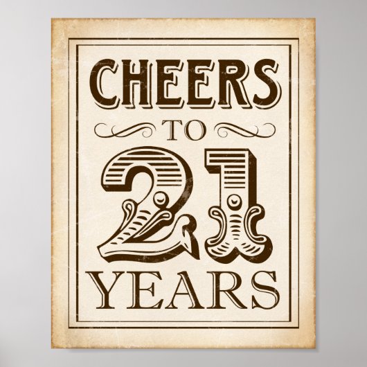 Poster CHEERS vintages À 21 ANS Signe Imprimer (Devant)