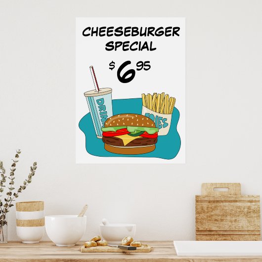 Poster Cheeseburger and Fries Special (Cuisine)