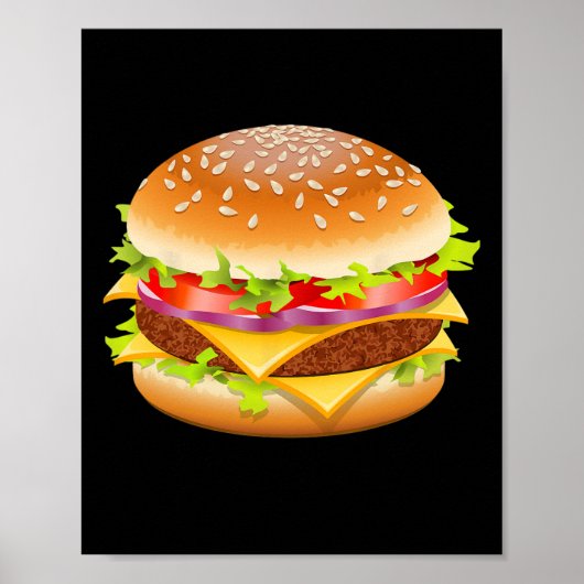 Poster Cheeseburger Hamburger Burger Drôle Nourriture Hal (Devant)