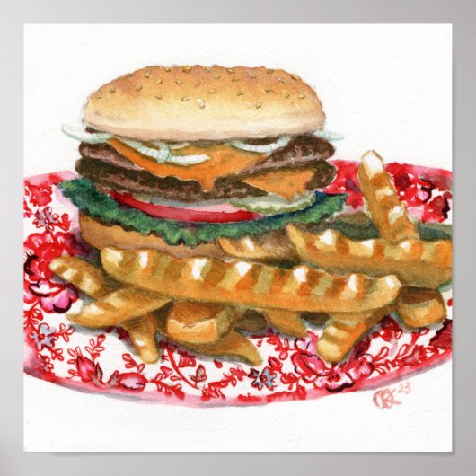 Poster Cheeseburger sur Chintz (Devant)