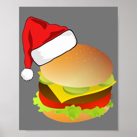 Poster Cheeseburgers Hamburger Santa Hat Correspondance d (Devant)