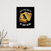 Poster Cheesy Puns Make Me All Gooey Inside Pun Dark BG (Cuisine)