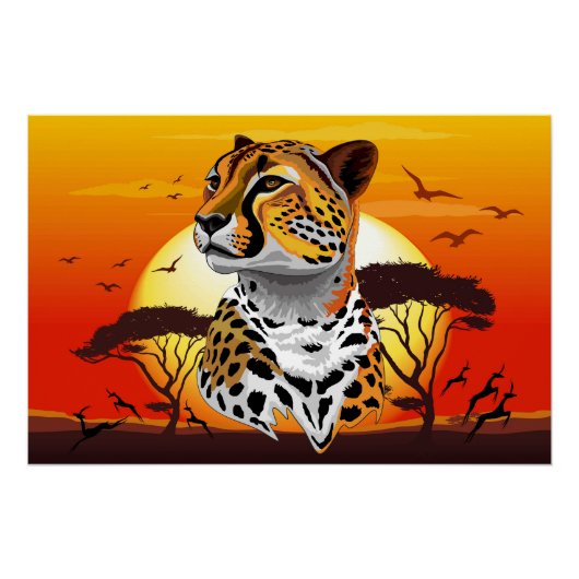 Poster Cheetah African Feline Wild Animal (Devant)