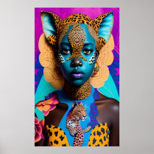 Poster Cheetah African lady