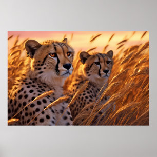 Poster Cheetah Animal Faune Wilderness Art coloré