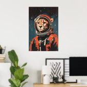 Poster Cheetah Astronaut Poster, Cheetah Retro Print (Bureau à domicile)