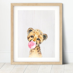 Poster Cheetah Bubble Jungle Safari Nursery Art Imprimer