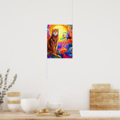 Poster Cheetah et Chouette d'Afrique avec soleil en perle (Cuisine)