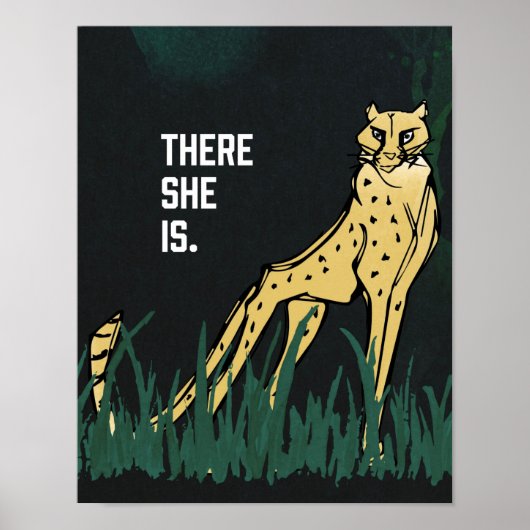 Poster Cheetah Non Tamponné Là Elle Est 11"x 14" Art Prin (Devant)