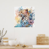 Poster Cheetah Portrait Animal Peinture Faune En Plein Ai (Cuisine)