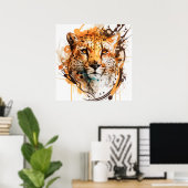 Poster Cheetah Portrait Animal Peinture Faune Extérieur (Bureau à domicile)