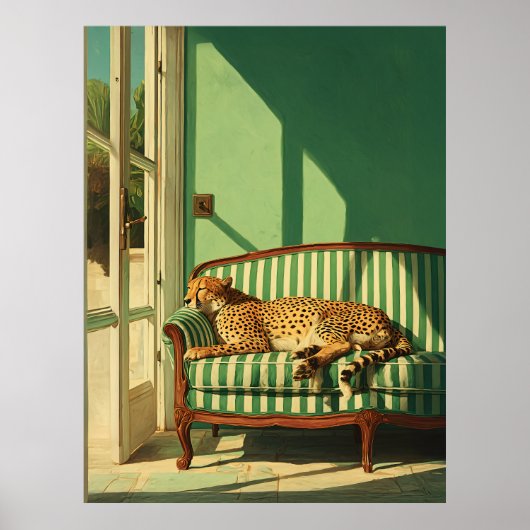 Poster Cheetah Resting in Sunlit Room (Devant)