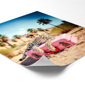 Poster Cheetah Travel Print, Retro Desert Wall Art, rose (Coin)