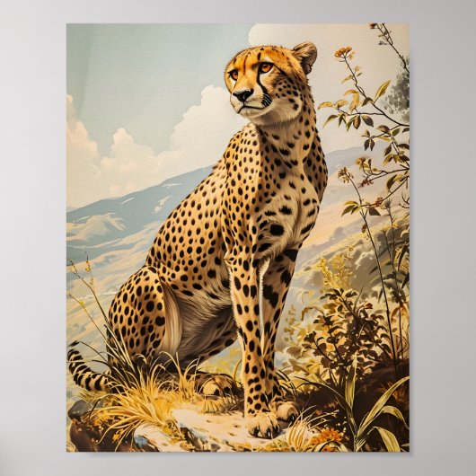 Poster Cheetah vintage (Devant)