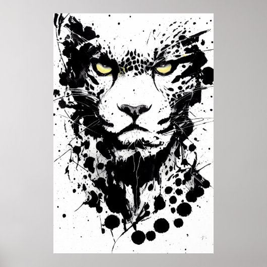 Poster Cheetah Wild Nature Free Spirit Art Brush Peinture (Devant)