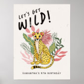 Poster Cheetah Wild Party Animals Kids Birthday Welcome (Devant)
