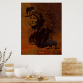 Poster Chef amérindien, Buffalo & Pinto Horse Art (Cuisine)