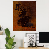 Poster Chef amérindien, Buffalo & Pinto Horse Art (Bureau à domicile)
