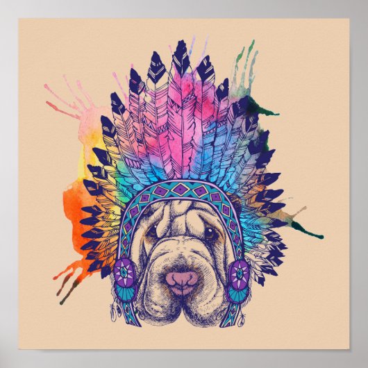 Poster Chef amérindien de Sharpei (Devant)