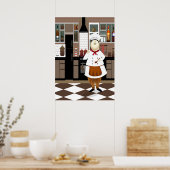Poster Chef amusant avec grand Casquette en cuisine (Cuisine)