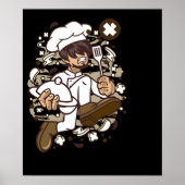 Poster Chef animateur de bande dessinée (Devant)