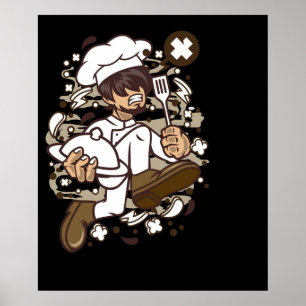 Poster Chef animateur de bande dessinée