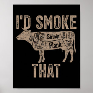 Poster Chef Boucher Cuisinier Barbecue Je Fumerais Cette 