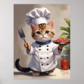 Poster Chef Calico Kitten avec Cuisson à la fourchette (Devant)