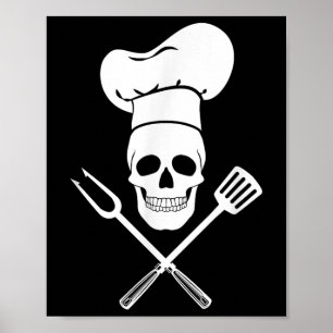 Poster Chef Casquette Cuisine Crâne Cuisine Barbecue Barb