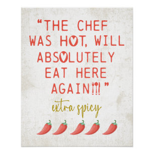 Poster Chef Chaud Funny Cuisine Avis Poivrons épicés