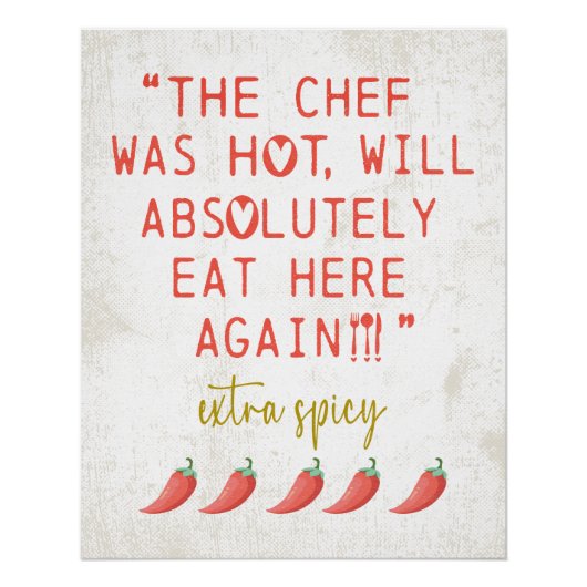 Poster Chef Chaud Funny Cuisine Avis Poivrons épicés (Devant)