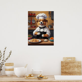 Poster Chef Chien Fabriquant Nourriture Drôle Chien Cuisi