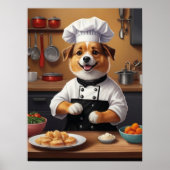 Poster Chef Chien Fabriquant Nourriture Drôle Chien Cuisi (Devant)