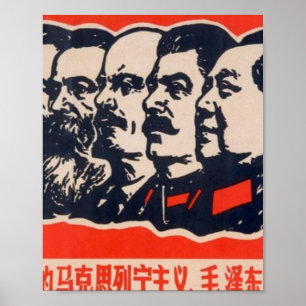 Poster Chef communiste de la propagande Mao Stalin