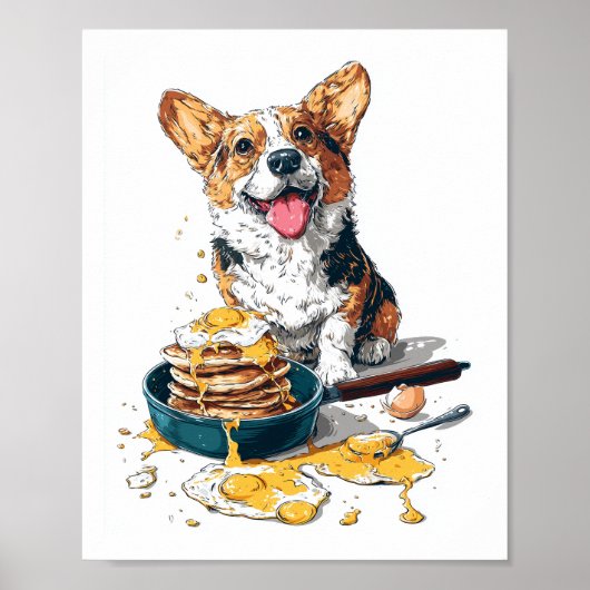 Poster Chef Corgi � Chien de Cuisine Drôle (Devant)