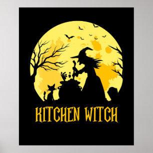 Poster Chef cuisine cadeau halloween sorcière cuisine