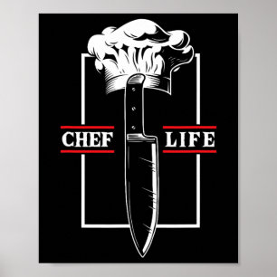Poster Chef Cuisine Vie Couteau Restaurant Cuisine Nourri