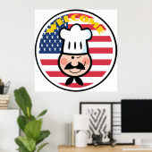 Poster Chef de bienvenue avec drapeau américain (Bureau à domicile)