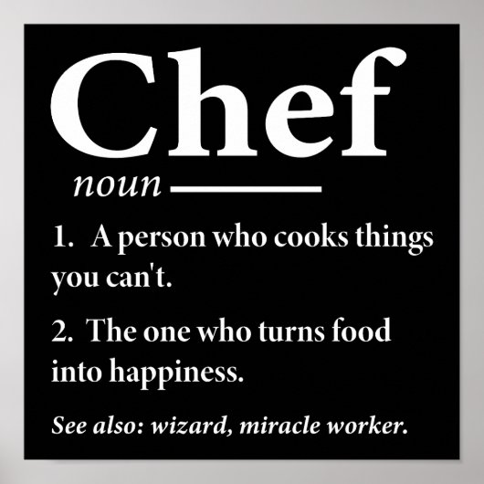Poster Chef Définition Drôle Cuisine Chef (Devant)