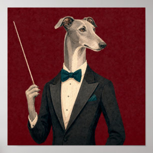 Poster Chef d'orchestre Greyhound portant un smoking et B