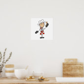 Poster Chef Féminine avec Mitts et cuillère en bois (Cuisine)