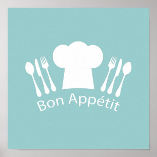 Poster Chef français Bon Appetit Restaurant ou cuisine