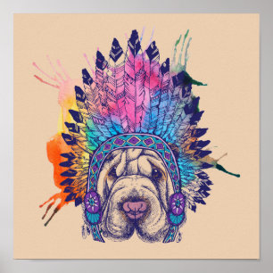 Poster Chef indien indigène de Sharpei
