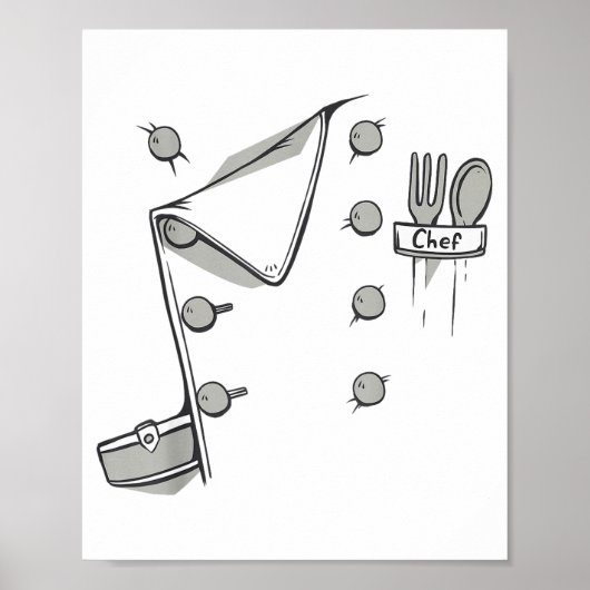 Poster Chef Jacket Chef Costume Cook Cooking Funny Chef G (Devant)