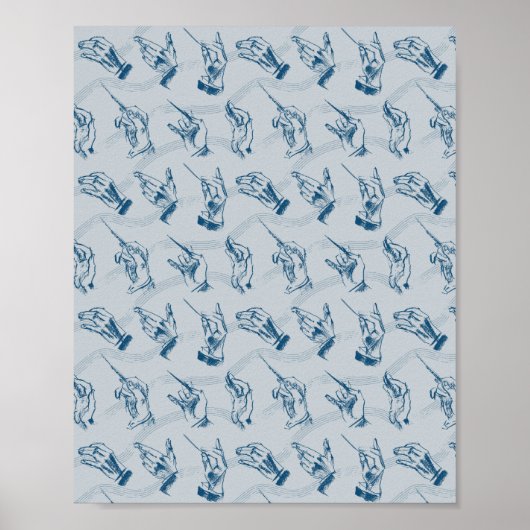 Poster Chef (motif en gris et indigo) (Devant)