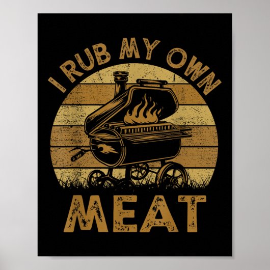 Poster Chef Papa I Rub My Prown Meat Bbq Funny Barbeque (Devant)