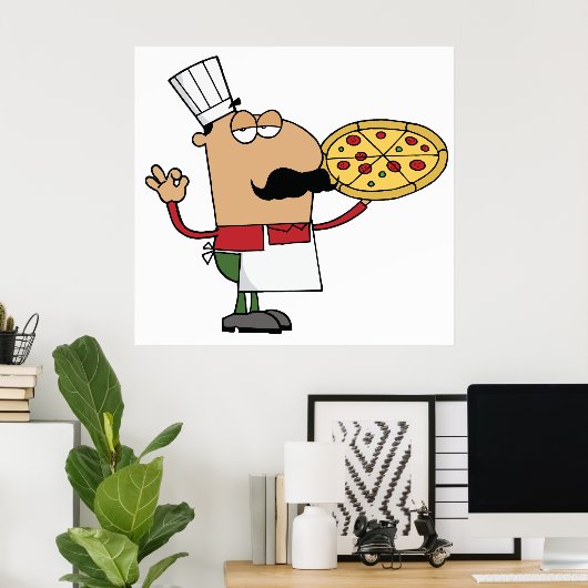 Poster Chef pizza italienne (Bureau à domicile)